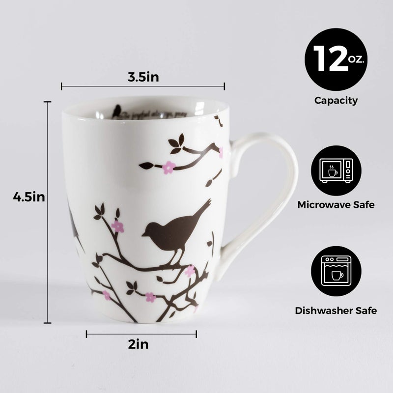 Divinity Boutique Inspirational Ceramic, Brown Birds on White Mug, 1 Theses. 5:16-17, The Joyful Always Pray, Multicolor, One Size,12 fluid ounce - Image 4
